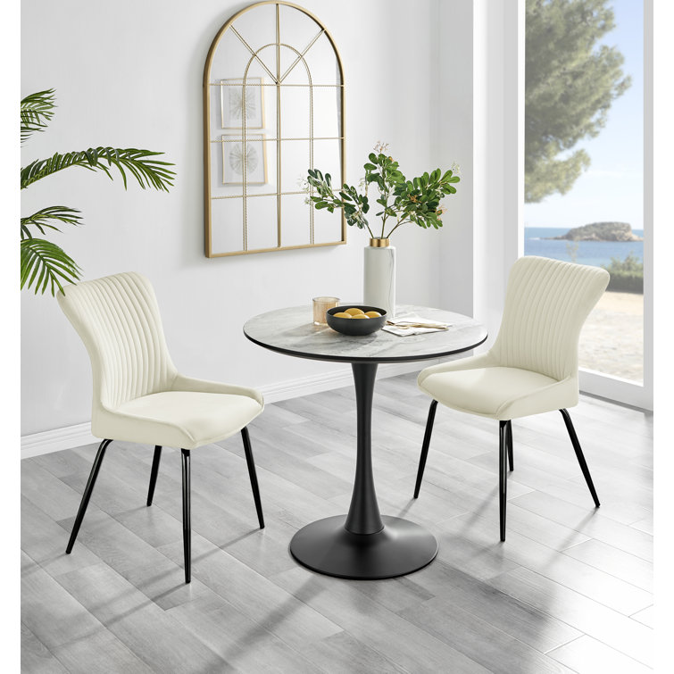 White round marble discount dining table and chairs